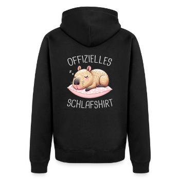 Capybara Wasserschwein Capybaras - Unisex Premium Bio Zip Hoodie - Schwarz - Hinten - Nico (187cm)