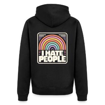 Lustig Sarkasmus sarkastischer Humor Ironie - Unisex Premium Bio Zip Hoodie - Schwarz - Hinten - Nico (187cm)