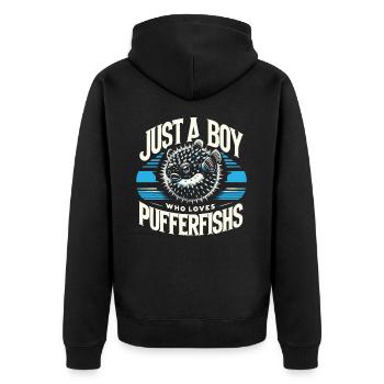 Kugelfisch Kugelfische Fisch Ozean Tier - Unisex Premium Bio Zip Hoodie - Schwarz - Hinten - Nico (187cm)
