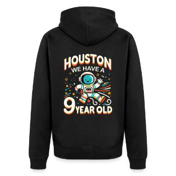 Cadeau 9 ans anniversaire garçon - Veste à capuche bio Premium Unisexe - noir - Dos - Nico (187cm)