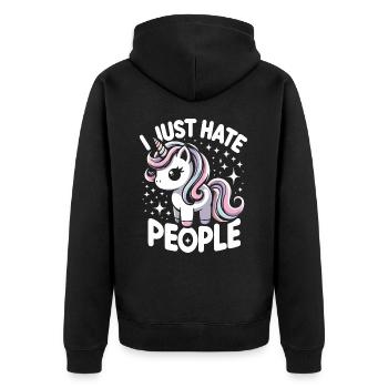 Unicorn Unicorns Fairytale Magical - Unisex Premium Organic Zip Hoodie - black - Back - Nico (187cm)