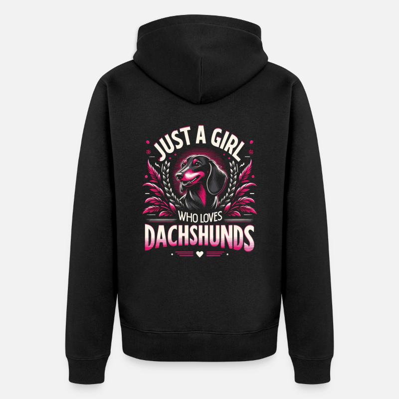 Dackel Hund - Unisex Premium Bio Zip Hoodie - Schwarz