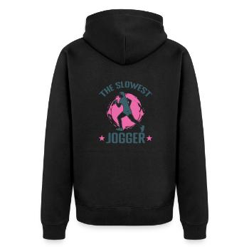 The Slowest Jogger - Unisex Premium Organic Zip Hoodie - black - Back - Nico (187cm)