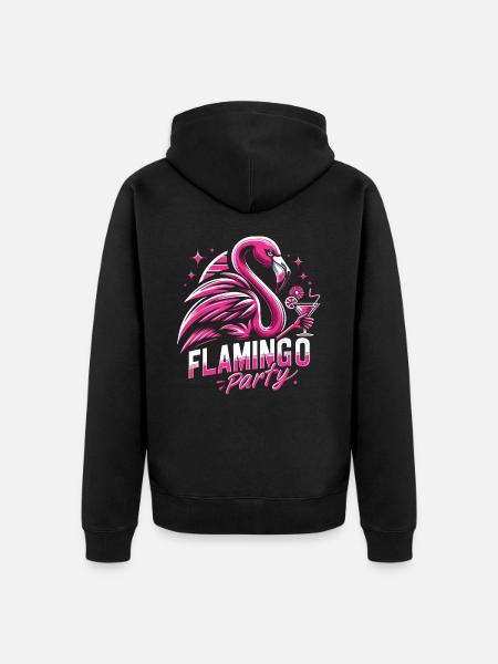 Flamingo Tier Rosa - Unisex Premium Bio Zip Hoodie - Schwarz