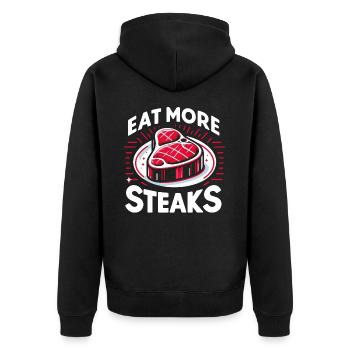Steak Meat Grilling - Unisex Premium Organic Zip Hoodie - black - Back - Nico (187cm)