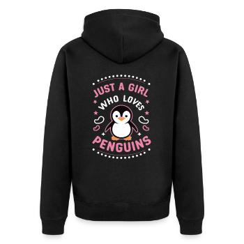 Pinguin Pinguine Tier - Unisex Premium Bio Zip Hoodie - Schwarz - Hinten - Nico (187cm)