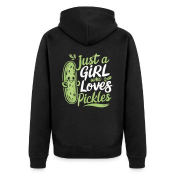 Gurke Essiggurke Gewürzgurke Essen Dill - Unisex Premium Bio Zip Hoodie - Schwarz - Hinten - Nico (187cm)