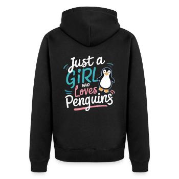 Pinguin Pinguine Tier - Unisex Premium Bio Zip Hoodie - Schwarz - Hinten - Nico (187cm)