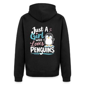Pinguin Pinguine Tier - Unisex Premium Bio Zip Hoodie - Schwarz - Hinten - Nico (187cm)