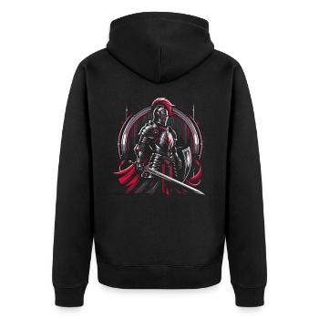 Deus Vult Kreuzritter Tempelritter Mittelalter - Unisex Premium Bio Zip Hoodie - Schwarz - Hinten - Nico (187cm)