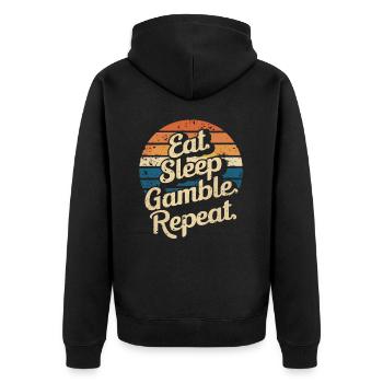 Kasino Glückspiel Casino Las Vegas Glückspieler - Unisex Premium Bio Zip Hoodie - Schwarz - Hinten - Nico (187cm)