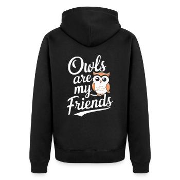 Eule Vogel Tier Eulen - Unisex Premium Bio Zip Hoodie - Schwarz - Hinten - Nico (187cm)