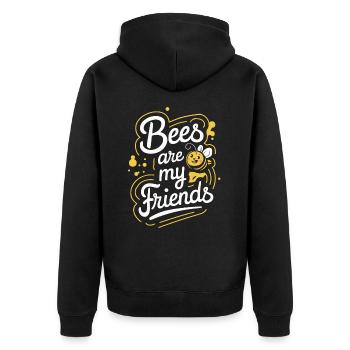 Honigbiene Imker Bienen Biene - Unisex Premium Bio Zip Hoodie - Schwarz - Hinten - Nico (187cm)
