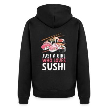 Sushi Japanisches Essen Maki Sushi Kawaii - Unisex Premium Bio Zip Hoodie - Schwarz - Hinten - Nico (187cm)