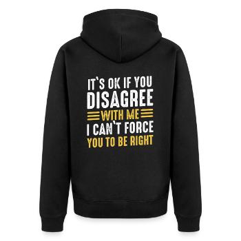 Funny, sarcasm, sarcastic humor, irony - Unisex Premium Organic Zip Hoodie - black - Back - Nico (187cm)