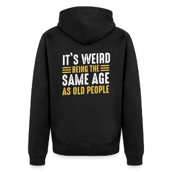 Funny, sarcasm, sarcastic humor, irony - Unisex Premium Organic Zip Hoodie - black - Back - Nico (187cm)