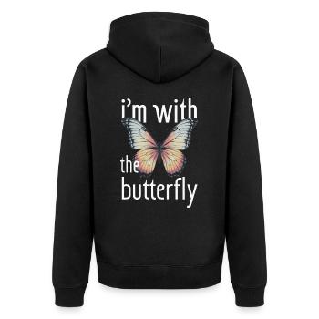 Schmetterling Monarchfalter Bunt Schmetterlinge - Unisex Premium Bio Zip Hoodie - Schwarz - Hinten - Nico (187cm)