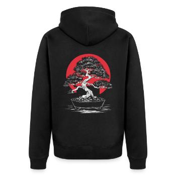 Bonsai Baum Japanisch Bonsai - Unisex Premium Bio Zip Hoodie - Schwarz - Hinten - Nico (187cm)
