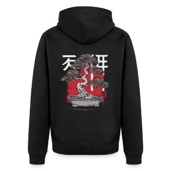 Bonsai Baum Japanisch Bonsai - Unisex Premium Bio Zip Hoodie - Schwarz - Hinten - Nico (187cm)