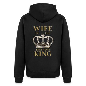 Frau Ehefrau Partnerin Familie Verheiratet - Unisex Premium Bio Zip Hoodie - Schwarz - Hinten - Nico (187cm)