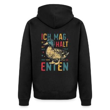 Mallard, Duck, Duck, Dark Duck, Bird - Unisex Premium Organic Zip Hoodie - black - Back - Nico (187cm)