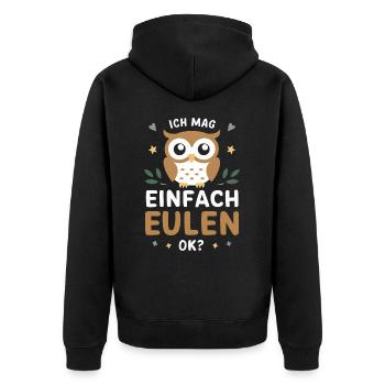 Noctambule, Hibou, Hibou, Oiseau - Veste à capuche bio Premium Unisexe - noir - Dos - Nico (187cm)