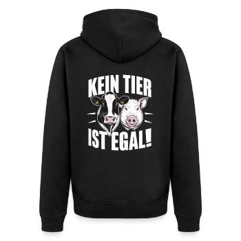 Vegetarier Veganer Tierschutz Tierrecht Veggie - Unisex Premium Bio Zip Hoodie - Schwarz - Hinten - Nico (187cm)