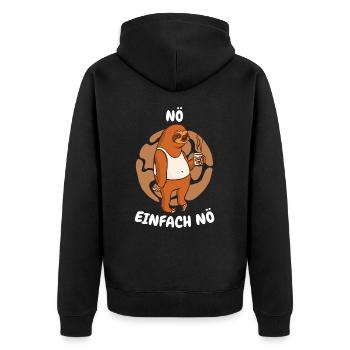 Faultier Faultiere Tier Schlafen Faul - Unisex Premium Bio Zip Hoodie - Schwarz - Hinten - Nico (187cm)