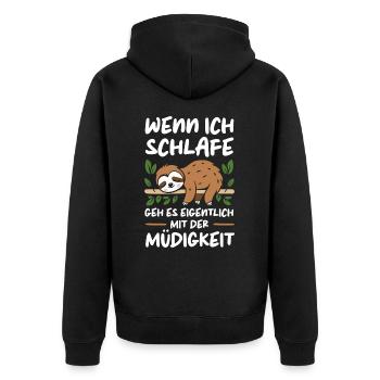 Sloth, Sloths, Animal, Sleeping, Lazy - Unisex Premium Organic Zip Hoodie - black - Back - Nico (187cm)