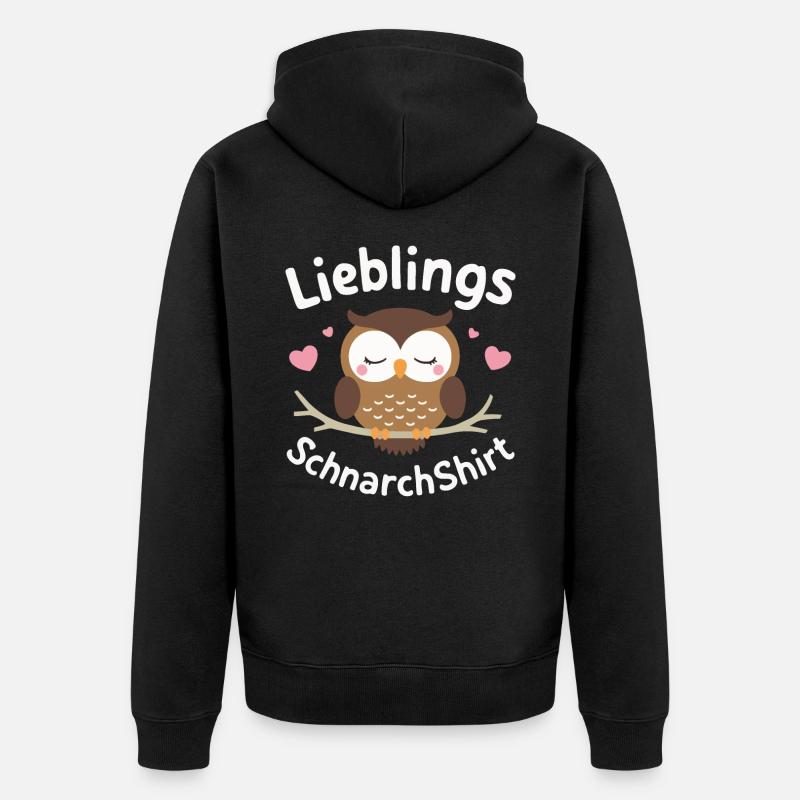 Nachteule Eule Eulen Vogel - Unisex Premium Bio Zip Hoodie - Schwarz