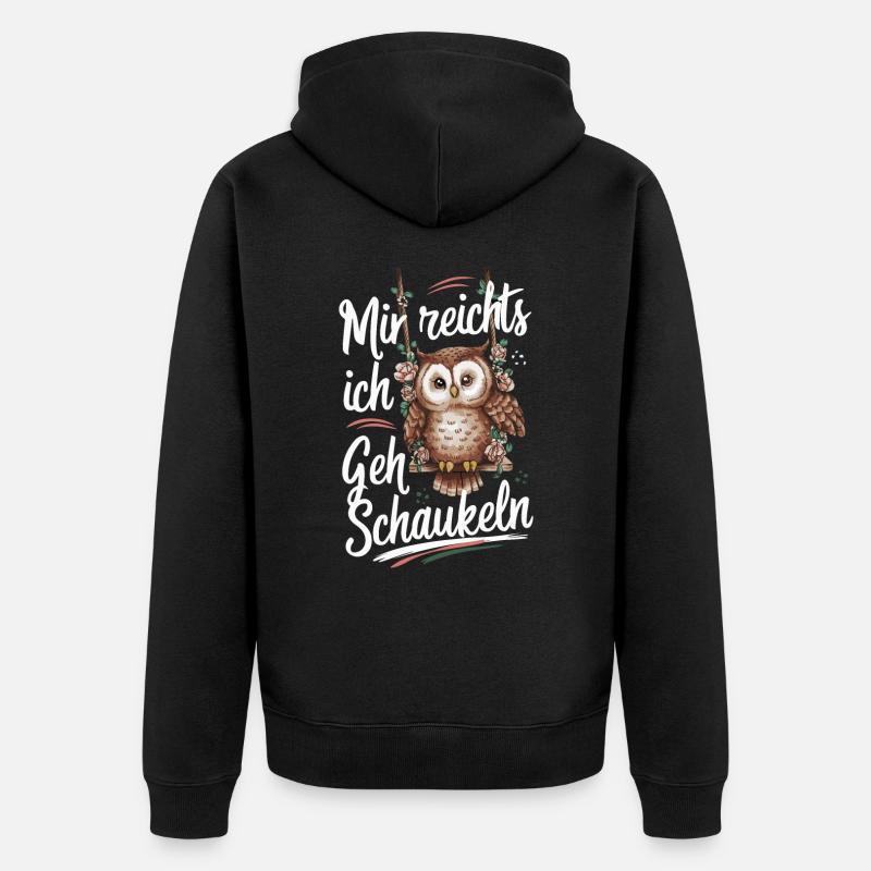 Nachteule Eule Eulen Vogel - Unisex Premium Bio Zip Hoodie - Schwarz