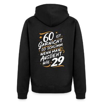 Birthday gift 60 years birthday boy - Unisex Premium Organic Zip Hoodie - black - Back - Nico (187cm)