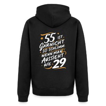 Cadeau d’anniversaire 55 ans anniversaire garçon - Veste à capuche bio Premium Unisexe - noir - Dos - Nico (187cm)