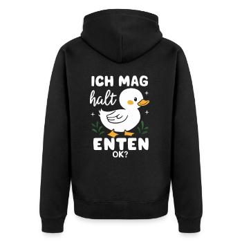 Mallard, Duck, Duck, Dark Duck, Bird - Unisex Premium Organic Zip Hoodie - black - Back - Nico (187cm)