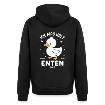 Mallard, Duck, Duck, Dark Duck, Bird - Unisex Premium Organic Zip Hoodie - black - Back - Nico (187cm)