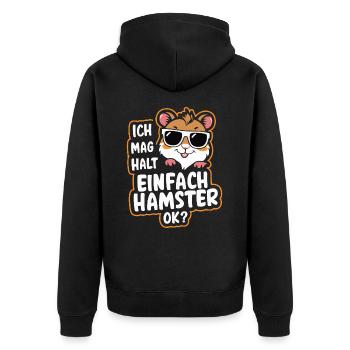 Hamster Goldhamster Zwerghamster - Unisex Premium Bio Zip Hoodie - Schwarz - Hinten - Nico (187cm)