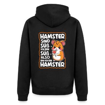 Hamster Goldhamster Zwerghamster - Unisex Premium Bio Zip Hoodie - Schwarz - Hinten - Nico (187cm)