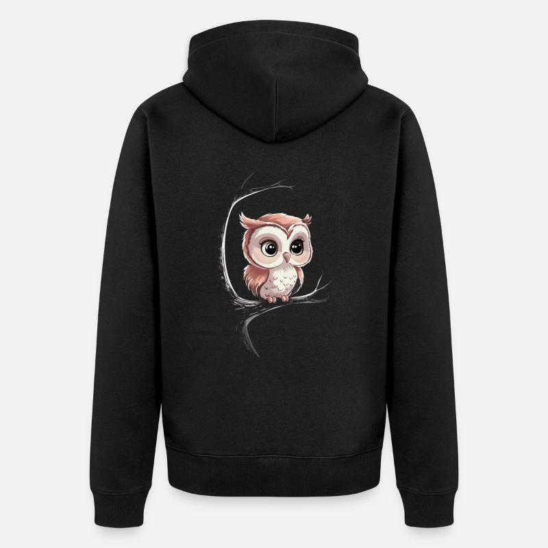 Nachteule Eule Eulen Vogel - Unisex Premium Bio Zip Hoodie - Schwarz