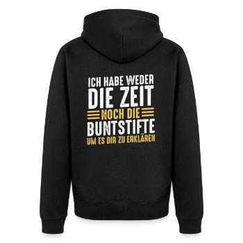 Funny Funny Funny Saying Funny Clothing - Unisex Premium Organic Zip Hoodie - black - Back - Nico (187cm)
