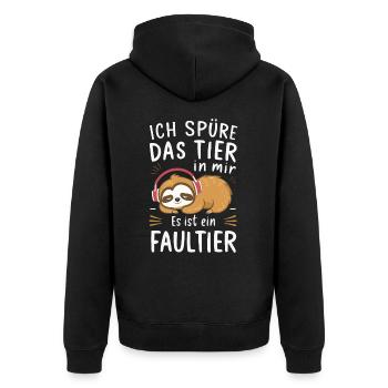 Faultier Faultiere Tier Schlafen Faul - Unisex Premium Bio Zip Hoodie - Schwarz - Hinten - Nico (187cm)
