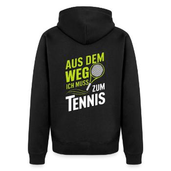 Tennis Tennisspieler Tennisschläger Sport - Unisex Premium Bio Zip Hoodie - Schwarz - Hinten - Nico (187cm)