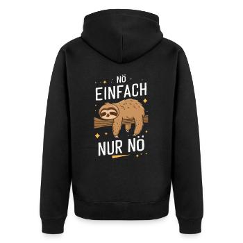Faultier Faultiere Tier Schlafen Faul - Unisex Premium Bio Zip Hoodie - Schwarz - Hinten - Nico (187cm)