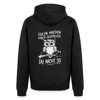 Noctambule, Hibou, Hibou, Oiseau - Veste à capuche bio Premium Unisexe - noir - Dos - Nico (187cm)