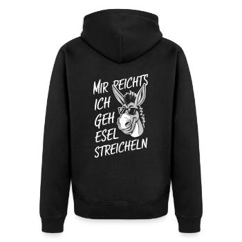 Esel Eselchen Maultier Muli - Unisex Premium Bio Zip Hoodie - Schwarz - Hinten - Nico (187cm)