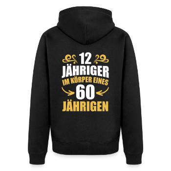 Birthday gift 60 years birthday boy - Unisex Premium Organic Zip Hoodie - black - Back - Nico (187cm)