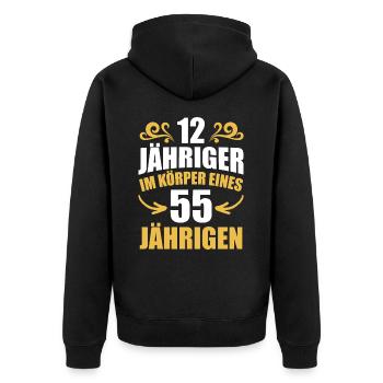 Cadeau d’anniversaire 55 ans anniversaire garçon - Veste à capuche bio Premium Unisexe - noir - Dos - Nico (187cm)