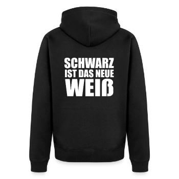Lustig Srkastisch Ironie Schwarze Edition - Unisex Premium Bio Zip Hoodie - Schwarz - Hinten - Nico (187cm)