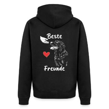 Labrador Hund Hunde - Unisex Premium Bio Zip Hoodie - Schwarz - Hinten - Nico (187cm)