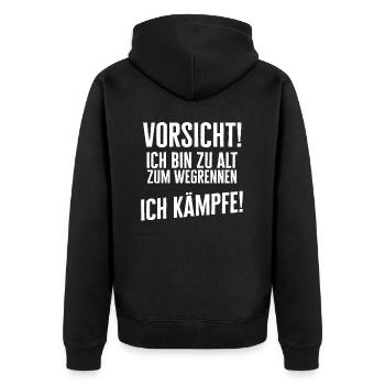 Funny Funny Funny Saying Funny Clothing - Unisex Premium Organic Zip Hoodie - black - Back - Nico (187cm)