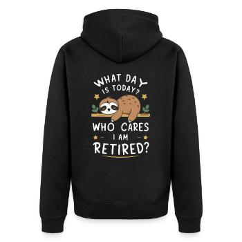 Faultier Faultiere Schlafen Faul - Unisex Premium Bio Zip Hoodie - Schwarz - Hinten - Nico (187cm)
